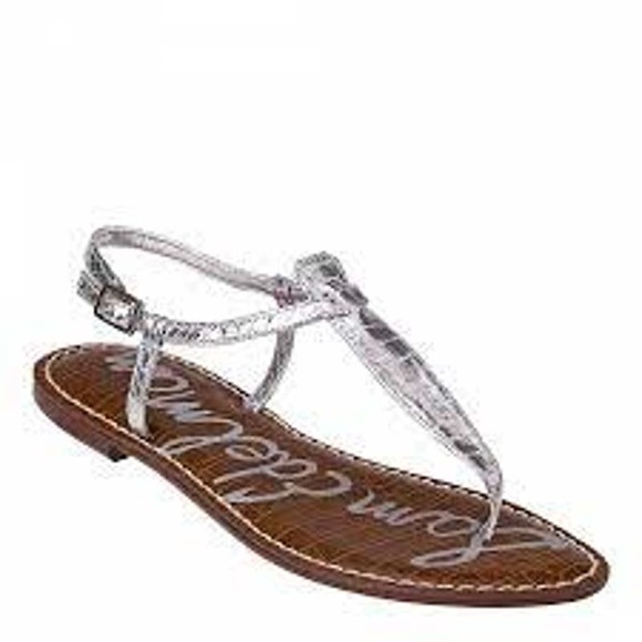 Sam Edelman Shoes - Sam Edelman Silver Gigi Croc Embossed Sandals Size 9M